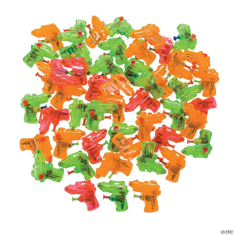 2 1/2" Bulk 50 Pc. Mini Neon Colors Plastic Squirt Gun Assortment