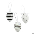 2 1/4" Black & White Patterned Easter Ornaments - 12 Pc.