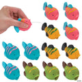 2 1/4" Mini Red, Green, Yellow & Blue Big Mouth Fish Squirt Toys - 12 Pc.