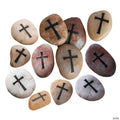 2 1/4" - 3" Religious Cross Natural Worry Stones - 12 Pc.