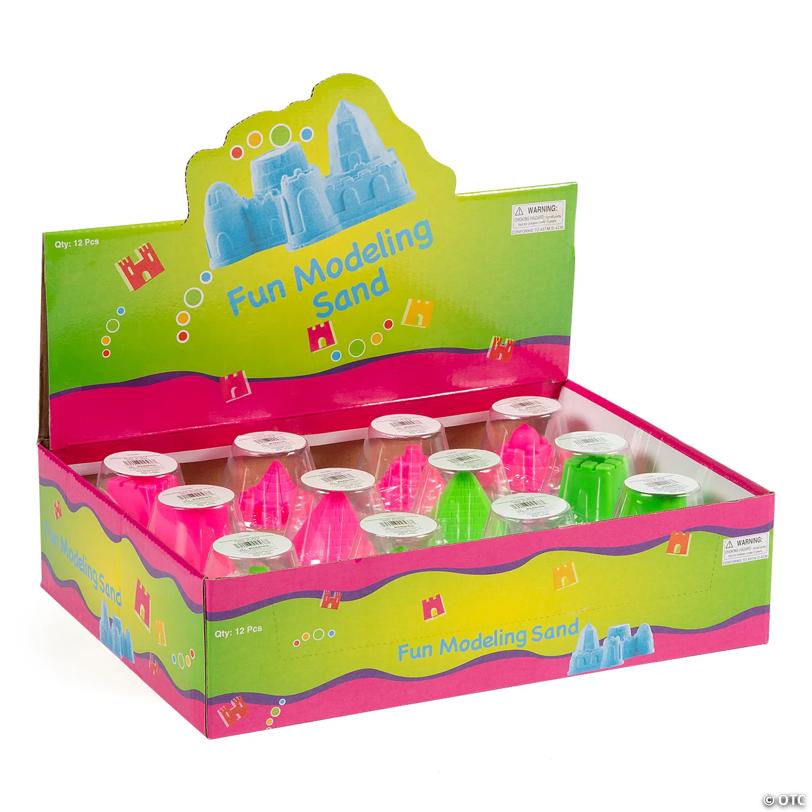 2 3/4" Bright Neon Color Modeling Sand Containers - 12 Pc.