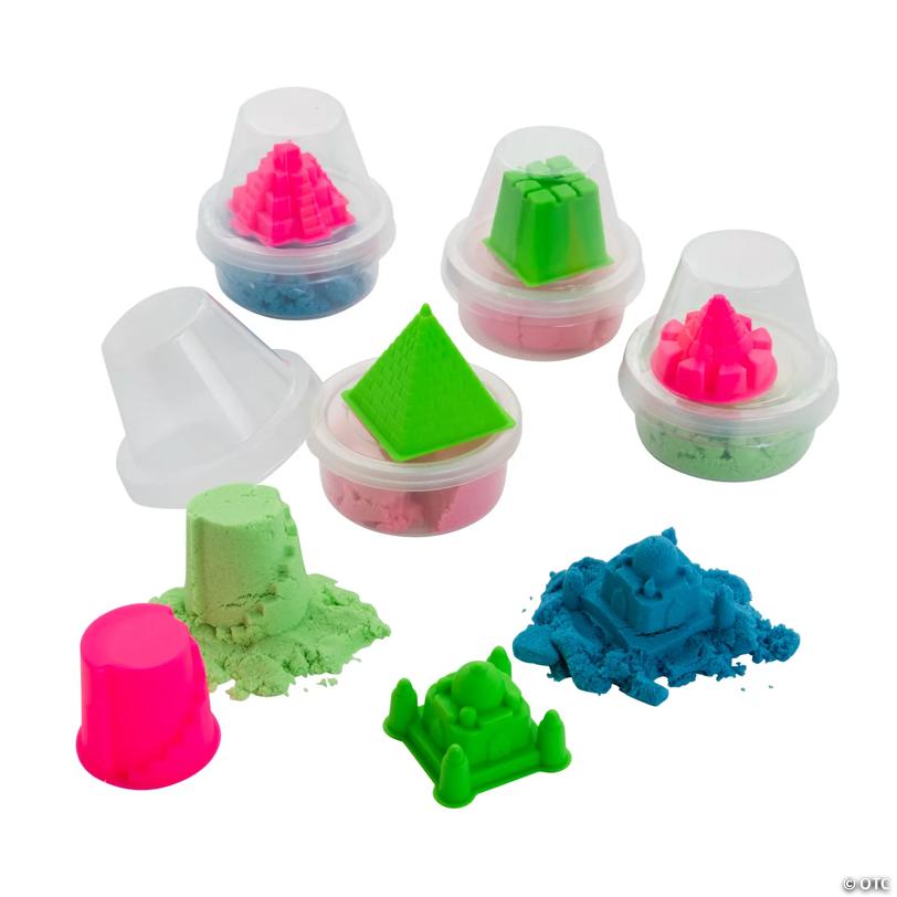 2 3/4" Bright Neon Color Modeling Sand Containers - 12 Pc.