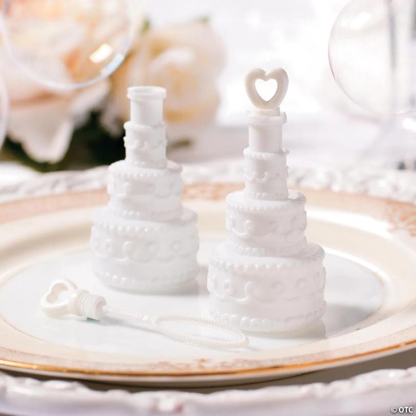 2 3/4" Mini Wedding Cake-Shaped Plastic Bubble Bottles – 24 Pc.