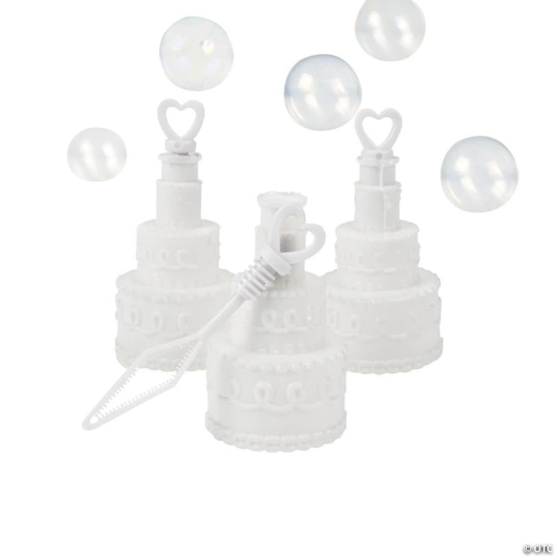 2 3/4" Mini Wedding Cake-Shaped Plastic Bubble Bottles – 24 Pc.