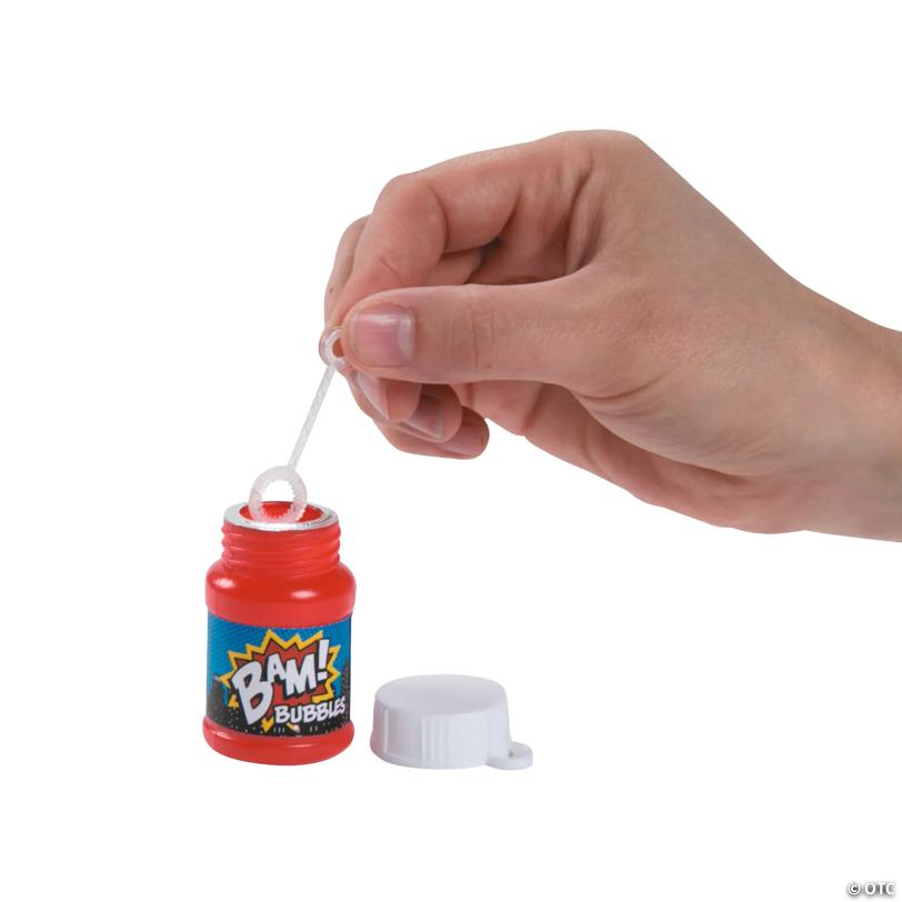 2" Action-Packed Wham! Boom! Bam! Plastic Bubble Bottles – 24 Pc.