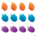 2" Fish-Shaped Orange, Blue & Purple Rubber Bouncy Balls - 12 Pc.