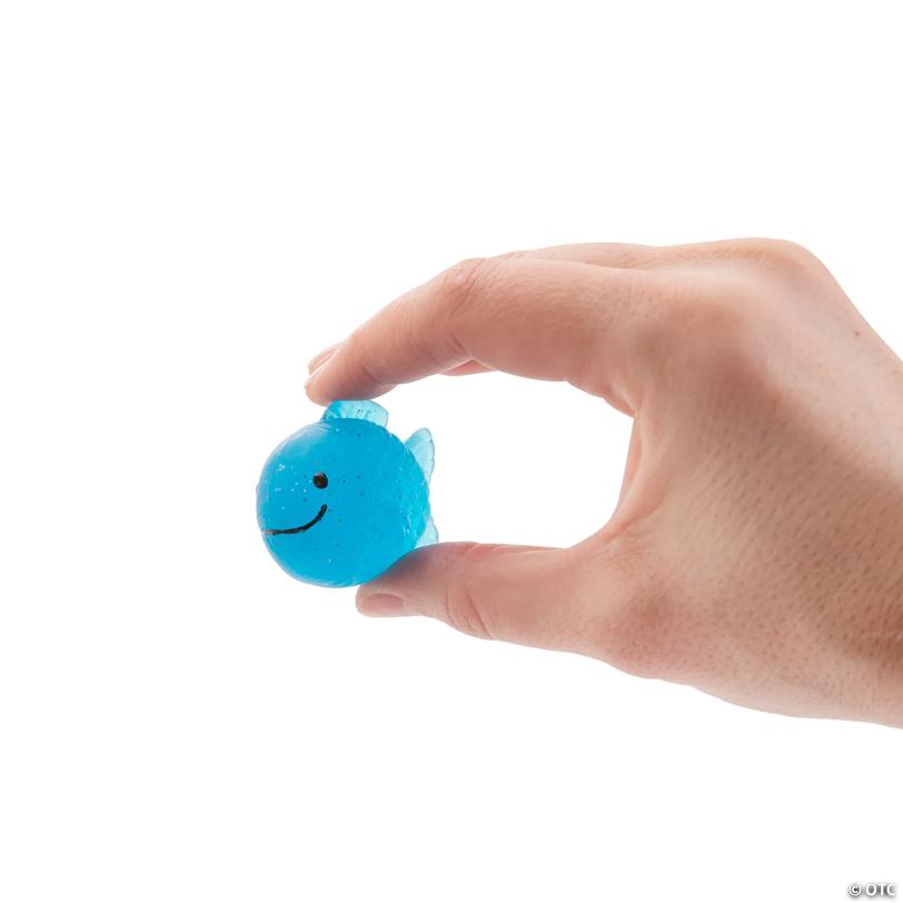2" Fish-Shaped Orange, Blue & Purple Rubber Bouncy Balls - 12 Pc.