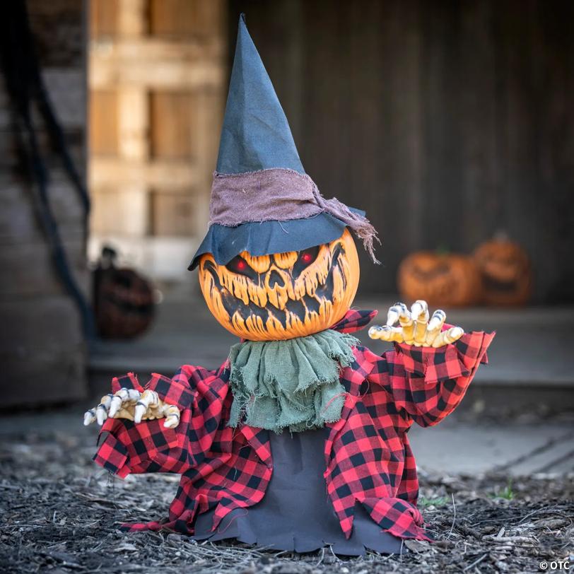 2 Ft. Groundbreaker Orange Pumpkin Man Animated Prop Halloween Decoration