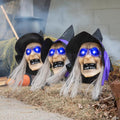 2 Ft. Light-Up Witch Head Yard Stake Halloween Decorations - 3 Pc.