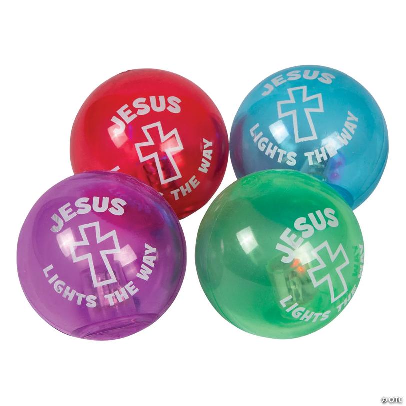2" Mini Jesus Lights the Way Light-Up Rubber Bouncy Balls - 12 Pc.