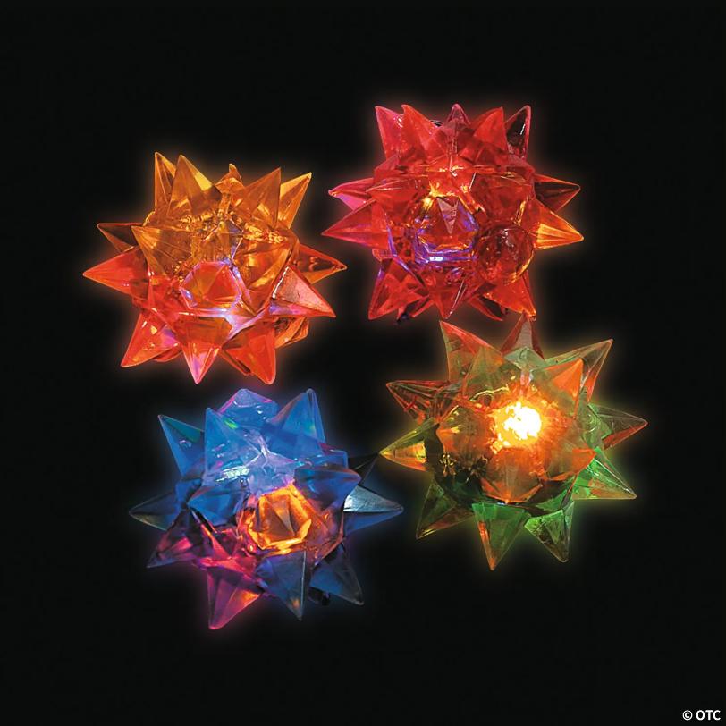 2" Mini Light-Up Flashing Rubber Star Balls Assortment - 12 Pc.