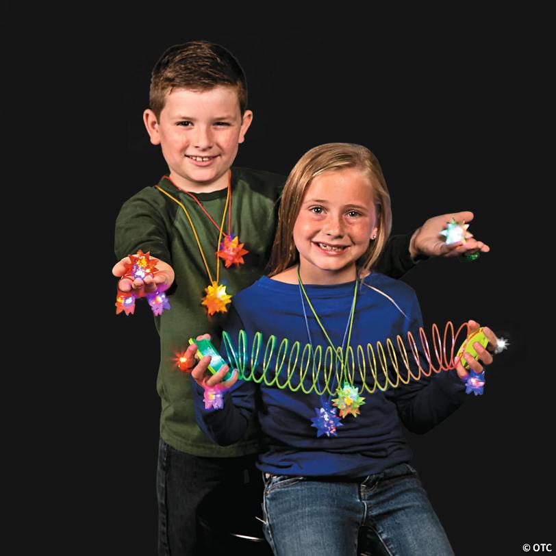 2" Mini Light-Up Flashing Rubber Star Balls Assortment - 12 Pc.