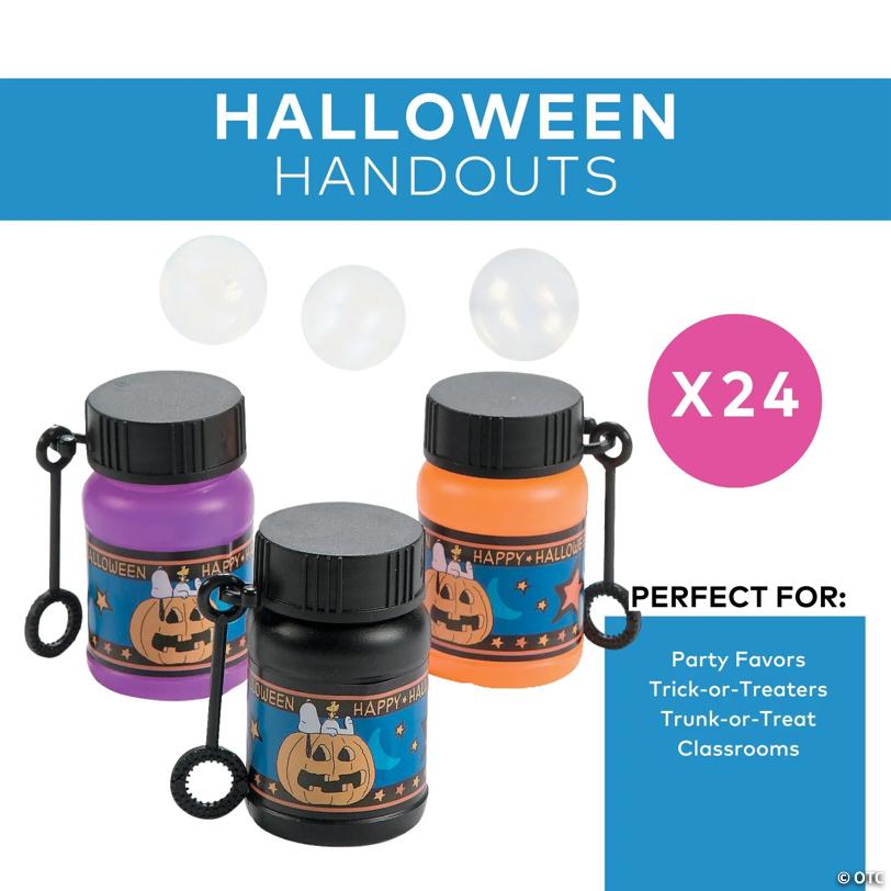 2" Mini Peanuts® Snoopy & Woodstock Halloween Bubble Bottles - 24 Pc.