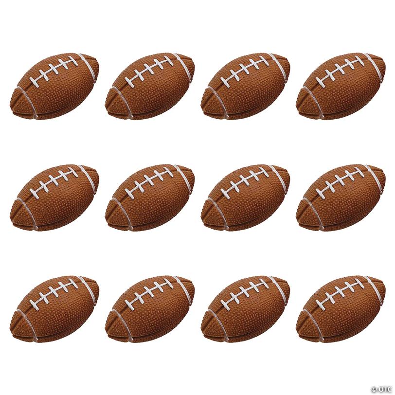 2" Mini Rubber Brown Footballs With White Laces Design - 12 Pc.