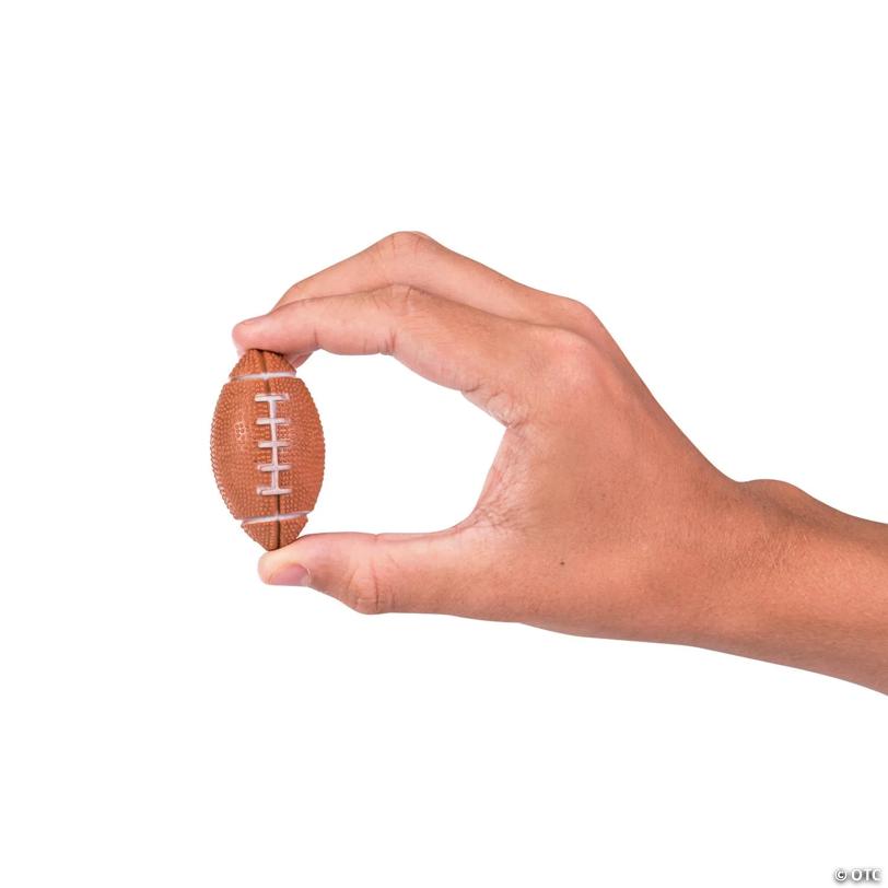 2" Mini Rubber Brown Footballs With White Laces Design - 12 Pc.