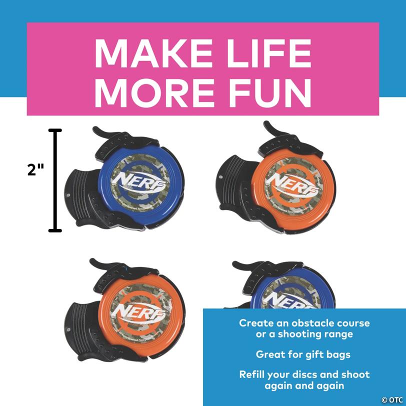 2" Nerf Hand-Held Plastic Disc Shooters - 4 Pc.