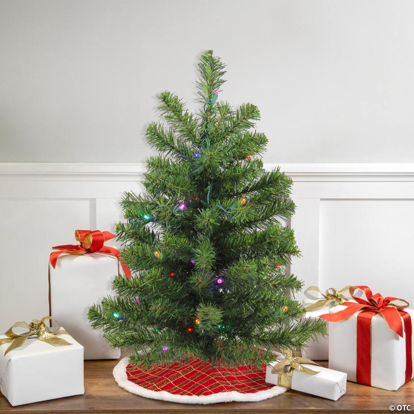 2' Pre-Lit Medium Canadian Pine Artificial Christmas Tree  Multicolor Lights