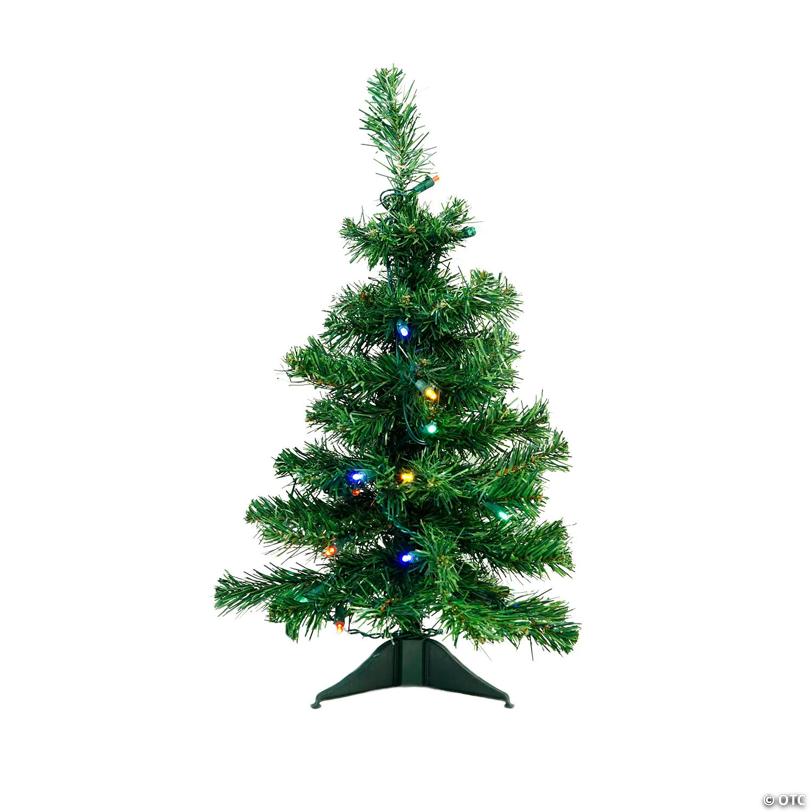 2' Pre-Lit Medium Mixed Classic Pine Artificial Christmas Tree - Multicolor LED Lights
