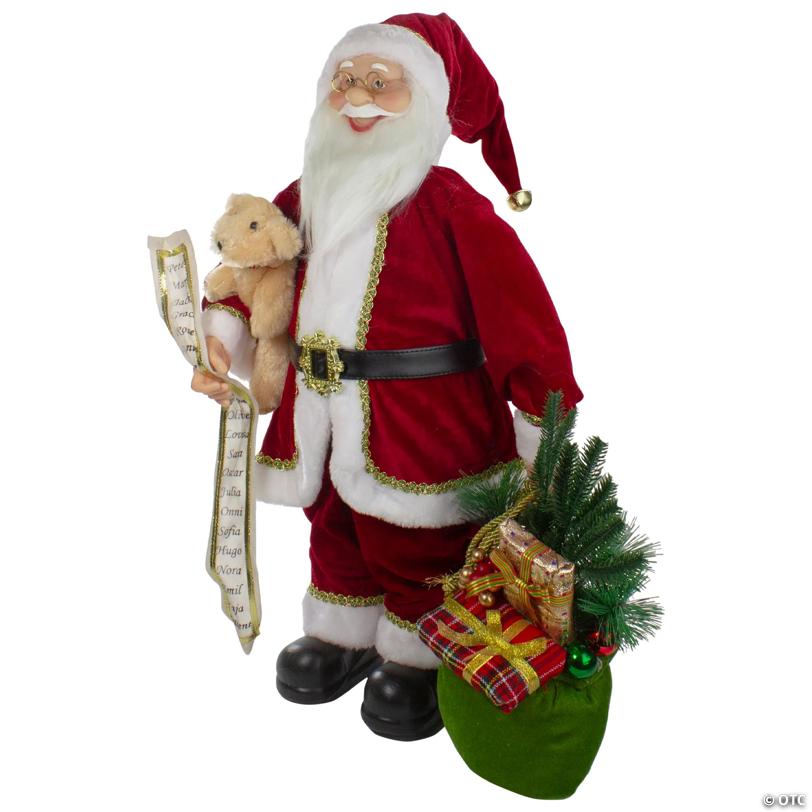 2' Standing Santa Christmas Figure with Presents and a Naughty or Nice List