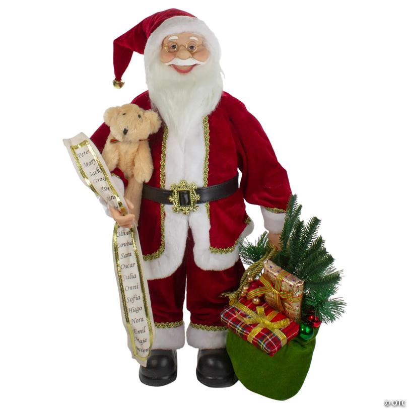 2' Standing Santa Christmas Figure with Presents and a Naughty or Nice List