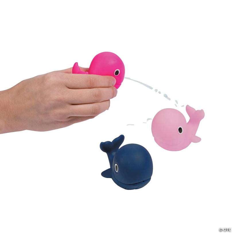 2" x 3" Mini Pastel Nautical Whale Vinyl Squirt Toys – 12 Pc.