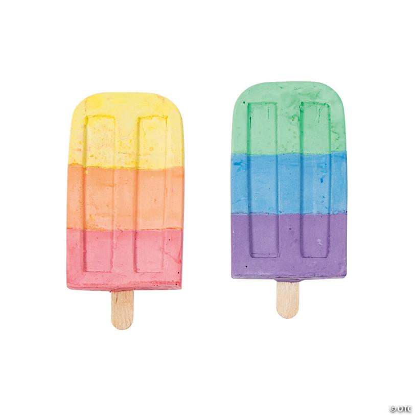 2" x 4" Ice Pop Treat-Shaped Multicolor Sidewalk Chalk - 12 Pc.