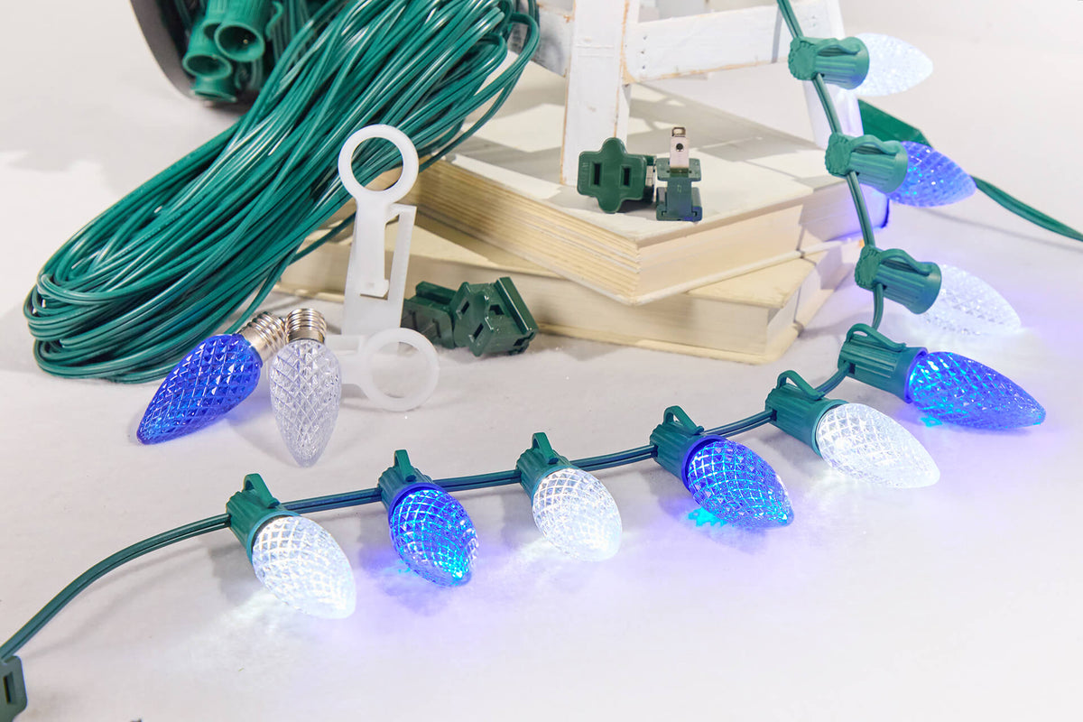 250' Outdoor Christmas Lighting Kit - Cool White/Blue