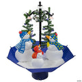 30" Lighted Musical Snowing Snowman Family in Umbrella Base Christmas Decoration