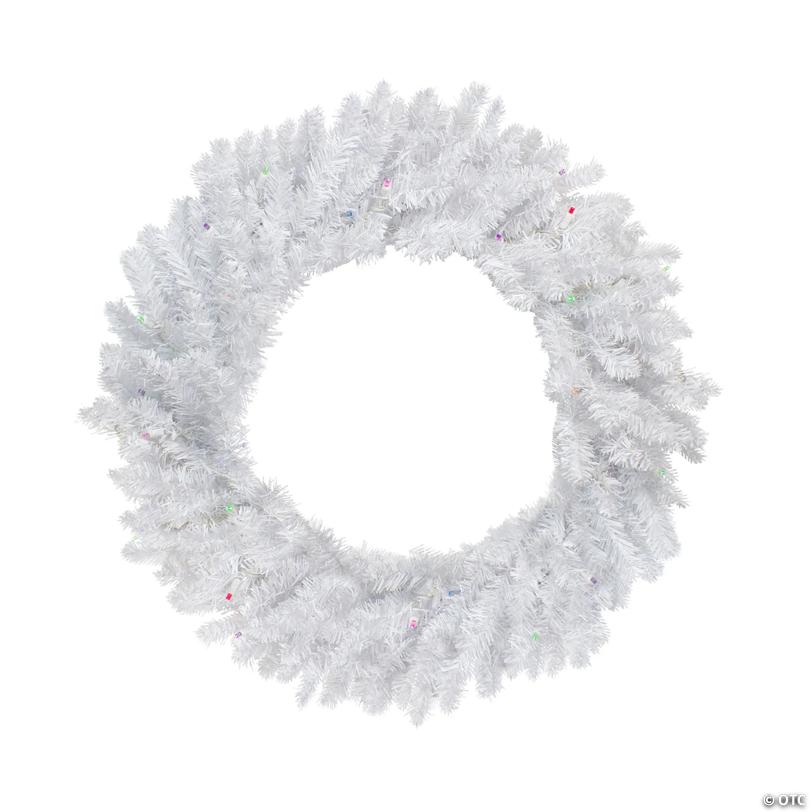 30" Pre-Lit LED Snow White Christmas Wreath - Multicolor Lights
