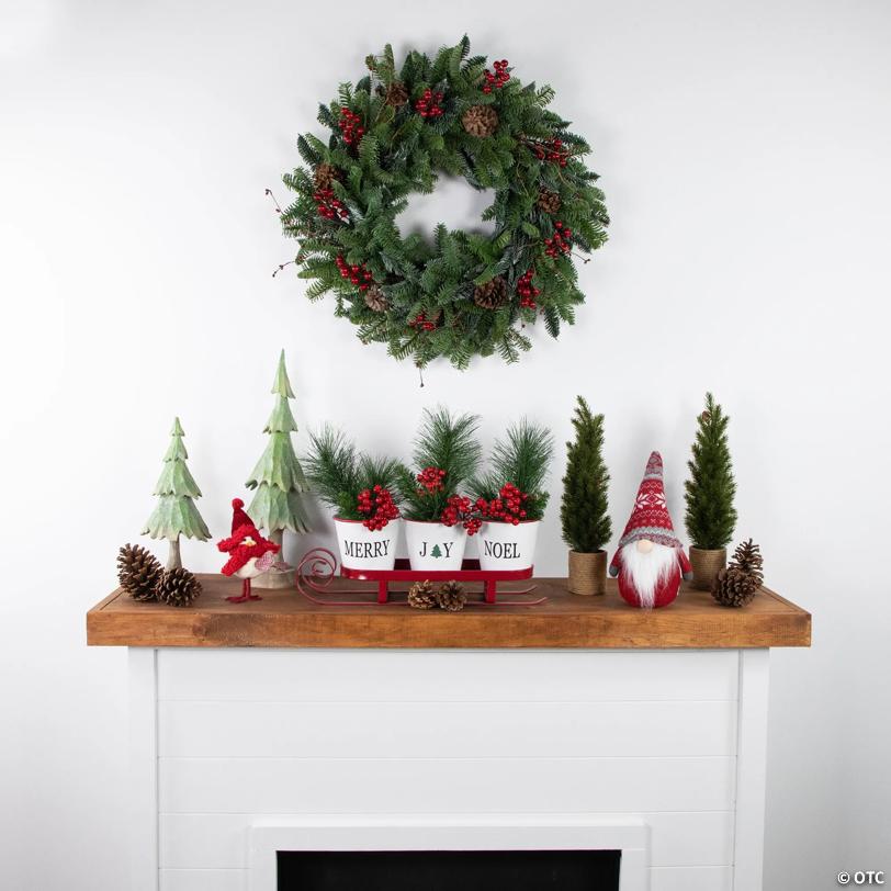 30'' Red Berries and Pine Cones Christmas Wreath  Unlit