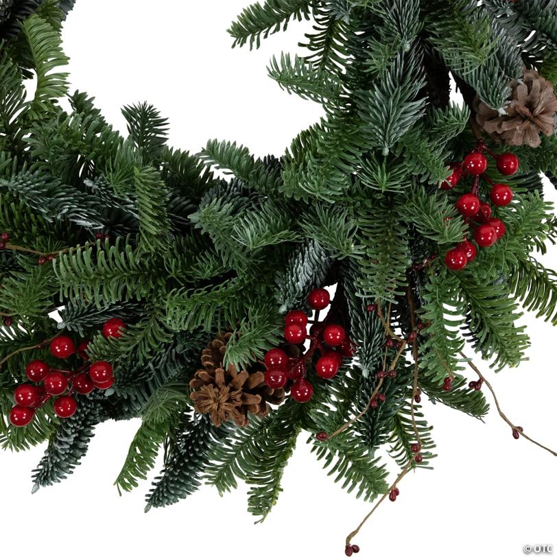 30'' Red Berries and Pine Cones Christmas Wreath  Unlit