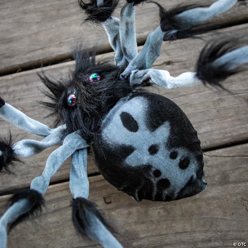 31 1/2" Gray and Black Hairy Walking Spider Animated Prop Halloween Decoration