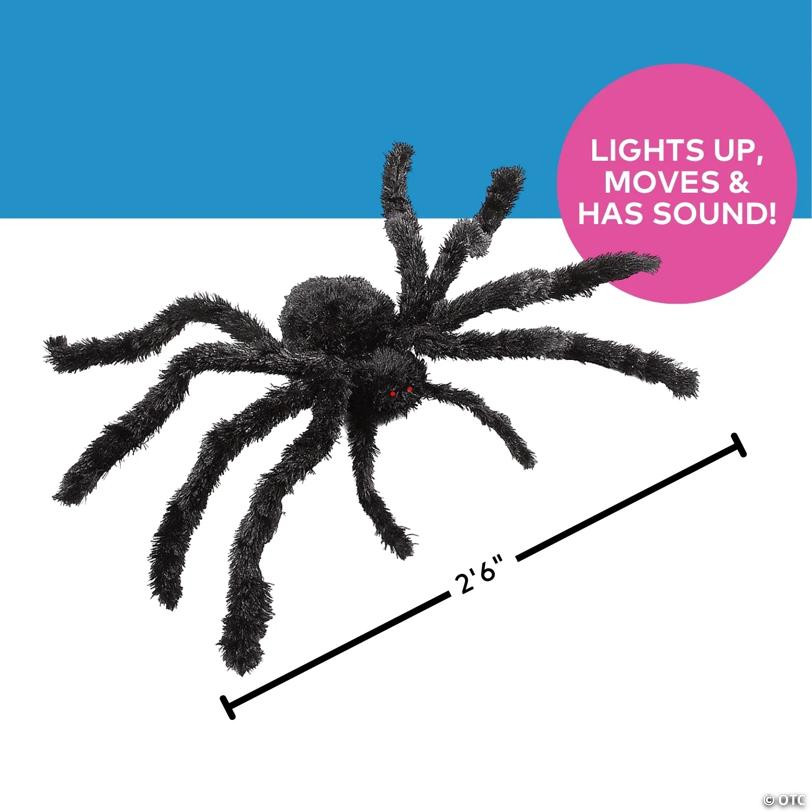 31 1/2" x 7 3/4" Light-Up Walking Fuzzy Spider Animated Prop Halloween Decoration