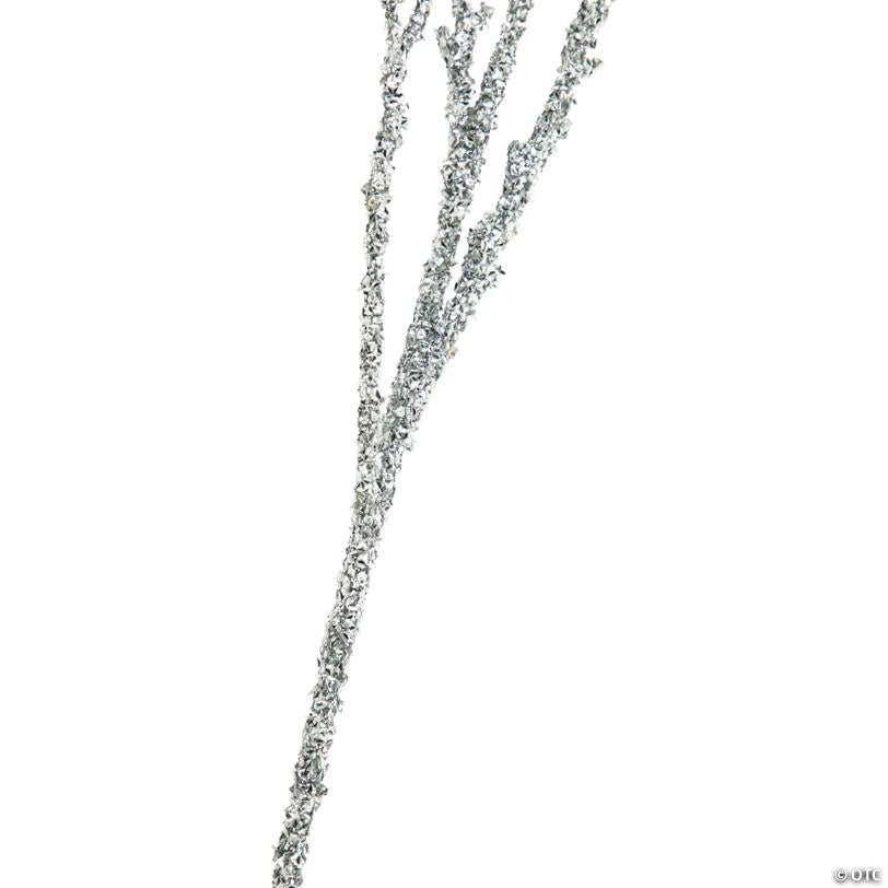 31" Glittered Silver Artificial Twig Christmas Spray