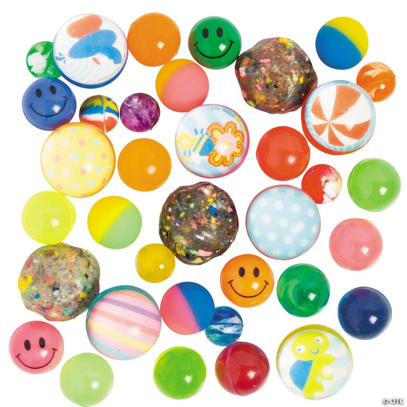 3/4" - 1 1/2" Bulk 100 Pc. Rubber Bouncy Ball Assortment