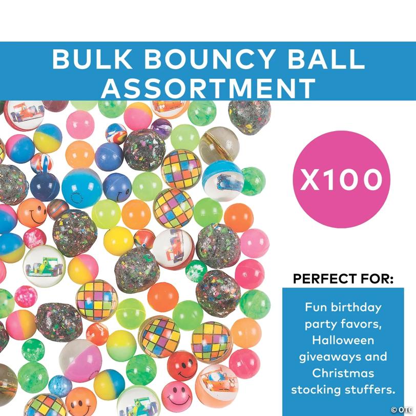 3/4" - 1 1/2" Bulk 100 Pc. Rubber Bouncy Ball Assortment