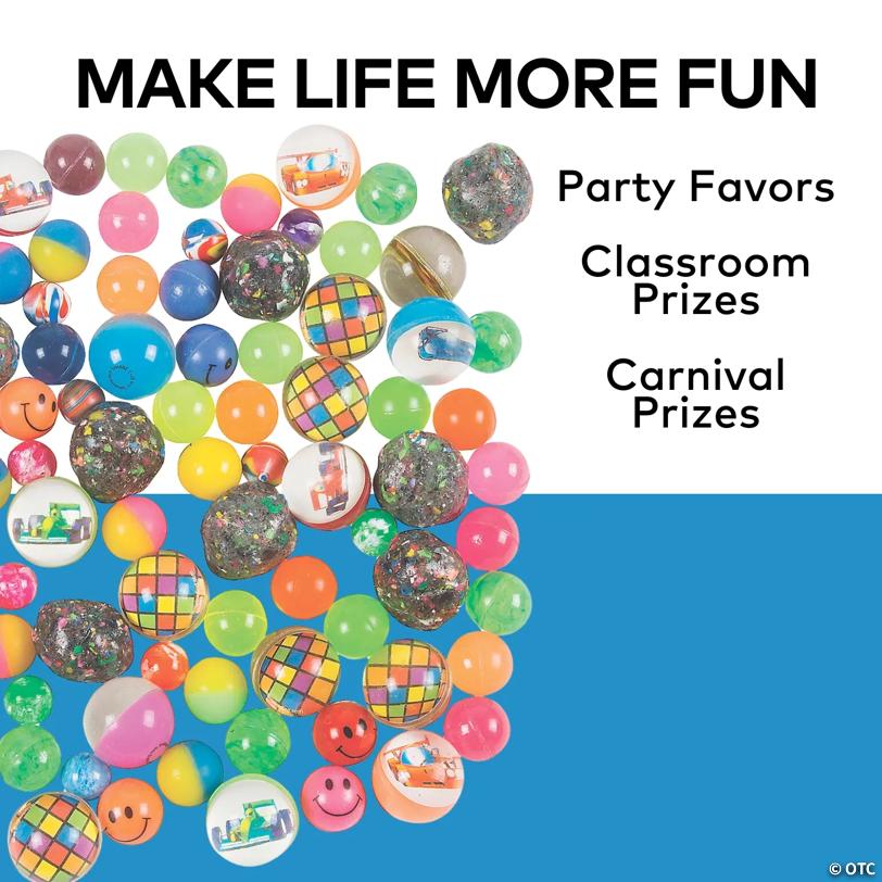 3/4" - 1 1/2" Bulk 100 Pc. Rubber Bouncy Ball Assortment