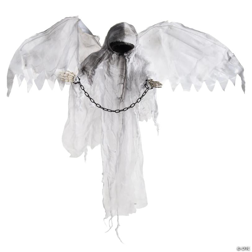 35 1/2" Animated Hanging Faceless Specter with Wings Halloween Decoration