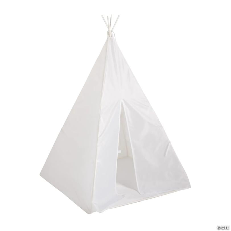 35 1/4" x 55" White Polyester Teepee Sleepover & Play Tent
