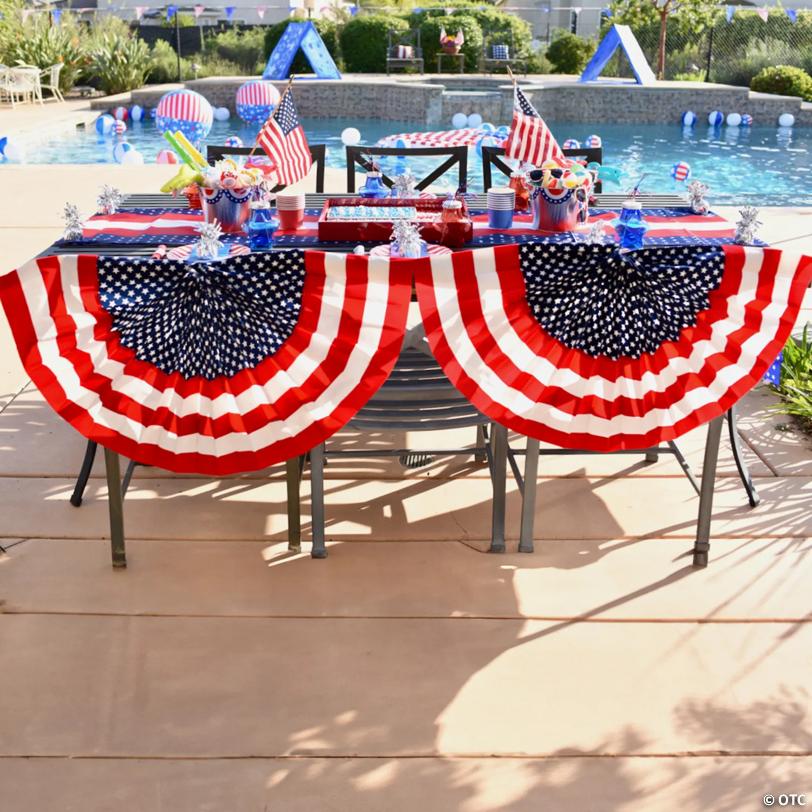 35" x 19" Cloth Patriotic Flag Flocked Bunting