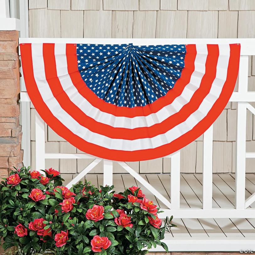35" x 19" Cloth Patriotic Flag Flocked Bunting