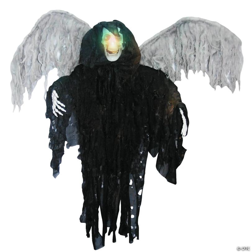 36" Light-Up Hanging Winged Skeleton Reaper Halloween Decoration