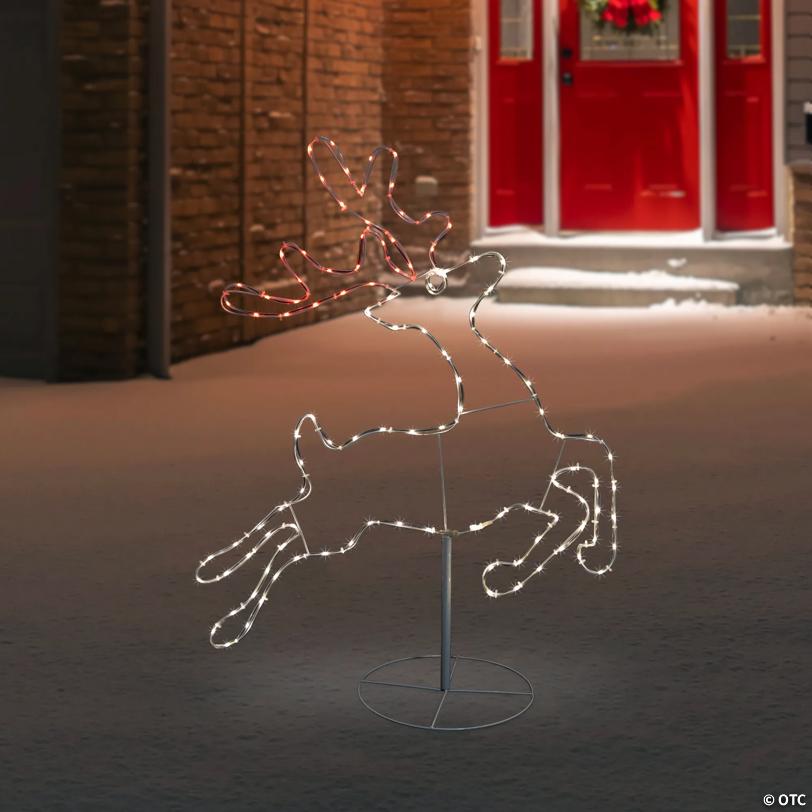 36" Lighted Running Reindeer Silhouette Outdoor Christmas Decor