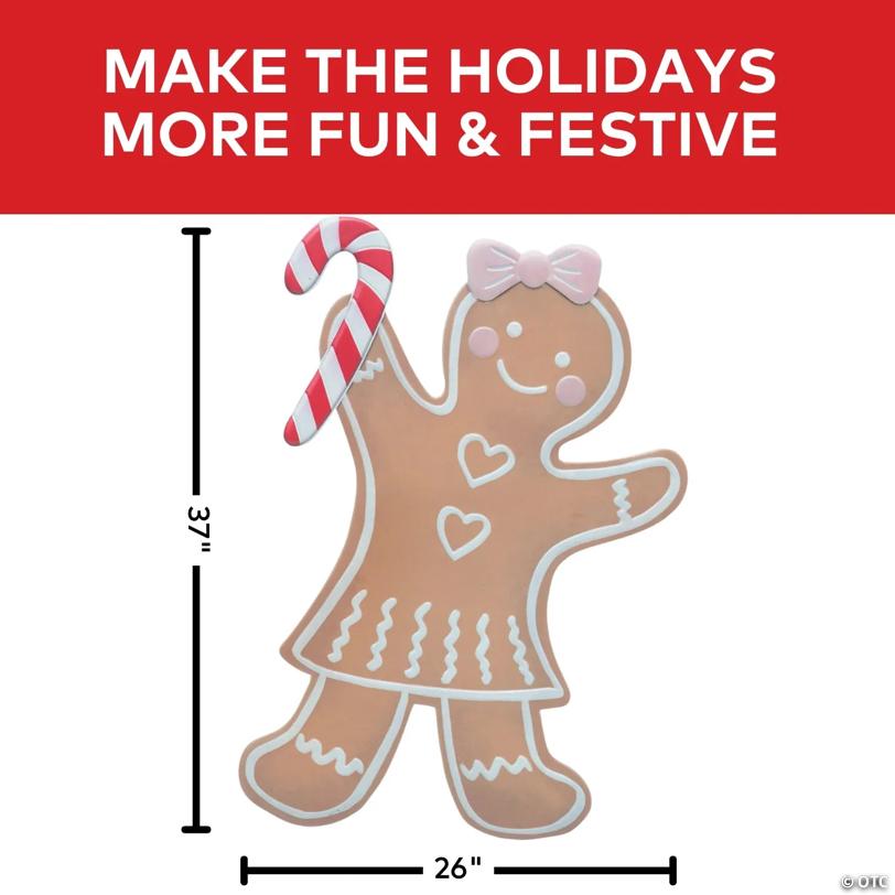37 3/4" Iron Gingerbread Girl Christmas Decoration