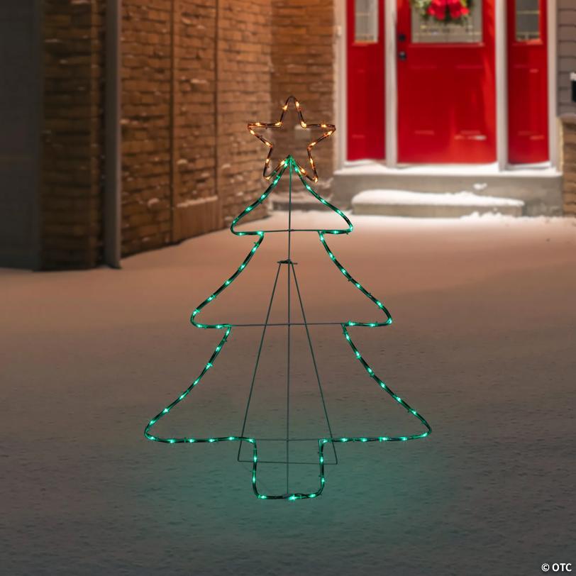 38.5" Lighted Christmas Tree Silhouette Outdoor Christmas Decor