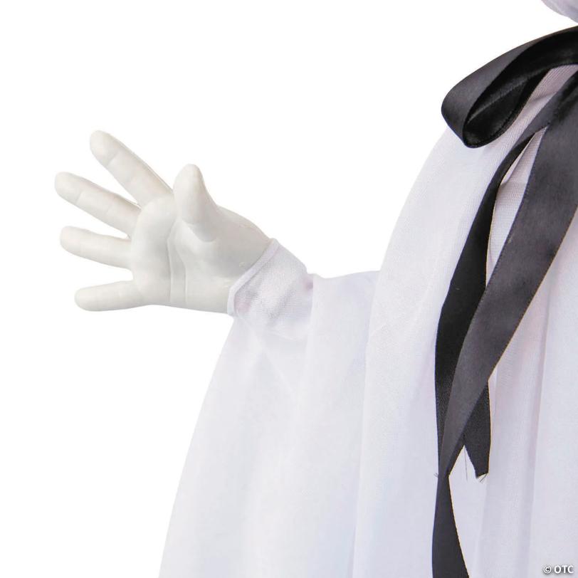 39 1/4" Animated Hanging Smiling Ghost with Witch Hat & Black Bow Halloween Decoration