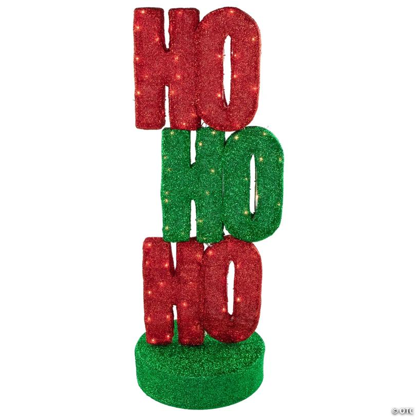 39" Lighted Red and Green 'Ho Ho Ho' Outdoor Christmas Sign Decoration