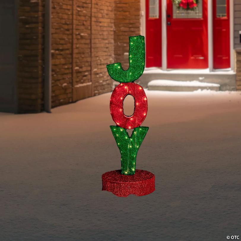 39" Lighted Red and Green 'Joy' Outdoor Christmas Sign