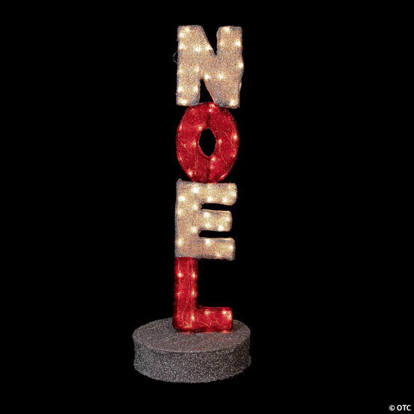 39" Lighted Red and Silver Noel Outdoor Christmas Sign Decoration