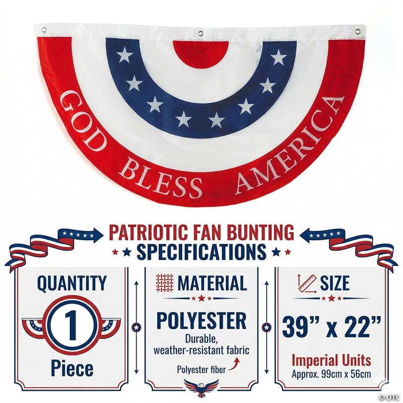 39" x 22" God Bless America Bunting